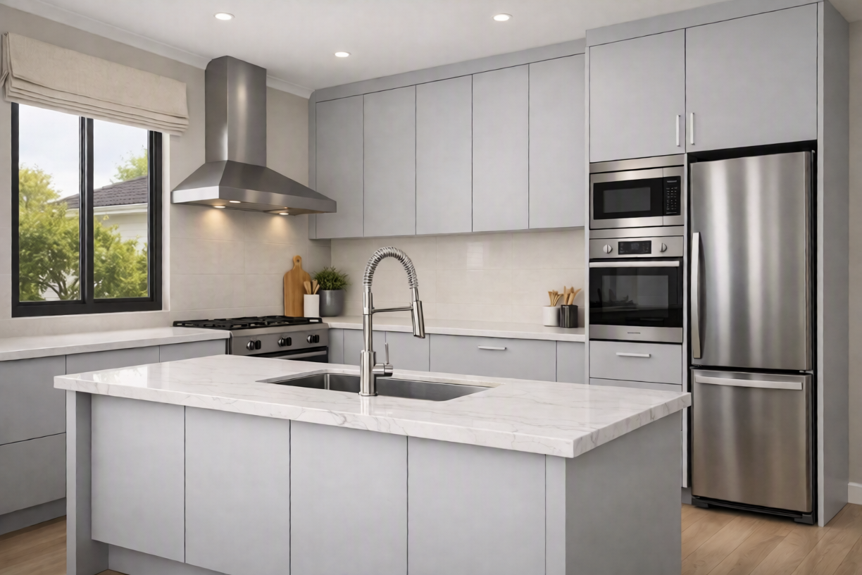 Modern kitchen wrap finish by Kitchen Wrap Masters